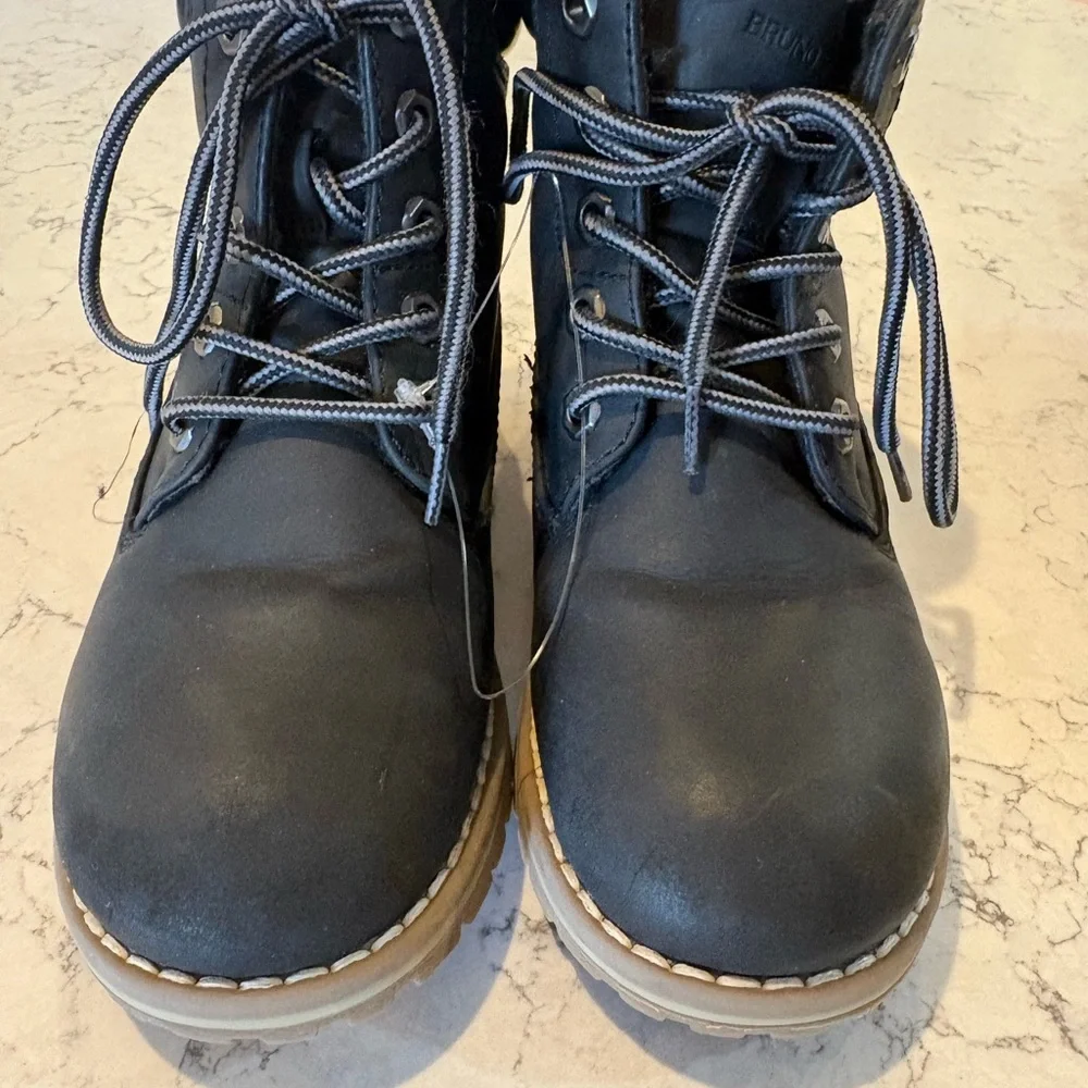 Boys Insulated Snow Boots Winter‎ Black Lace-Up Rugged Sole Kids SZ 13